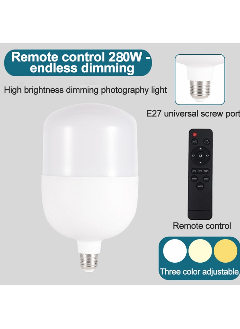 Glanfen - Photography Light Bulb, 280 Watts with Remote Control, 3000-5700K Colour Temperatures Dimmable, 3 Colors LED Bulbs Softbox Bulb in E27 Socket for Photography Photo/Video Studio Lighting/Softbox - Image 1