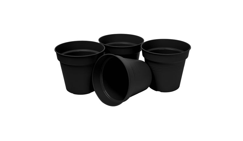 Mintra Round Flower Pot Planters Medium - Pack of 4 with bottom tray - Plastic | Color - Black | Size - 15x15x14cm | Asthetically Decorate Your Terrace, Garden or Patio. Ideal for outdoor or indoors - Image 4