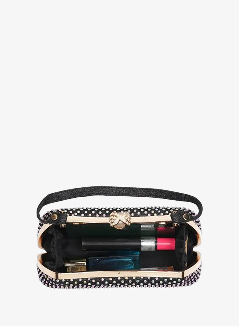 Globus  Black Embellished Clutch with Chain Strap for Women | Best Price UAE