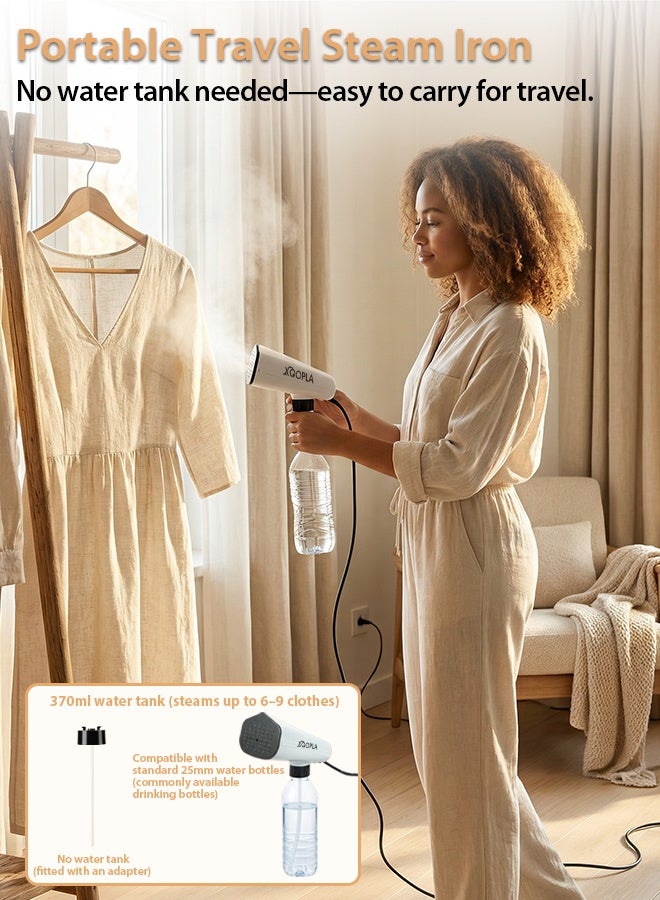Xoopla 2000W Garment Steamer Iron, Portable Handheld Steam Iron with 3 Steam Levels 20s Fast Heat-up Ironing Quick Wrinkle Remover 340ML Detachable Water Tank - Water Bottle Can Be Connected (25-35g/Min) - Image 2