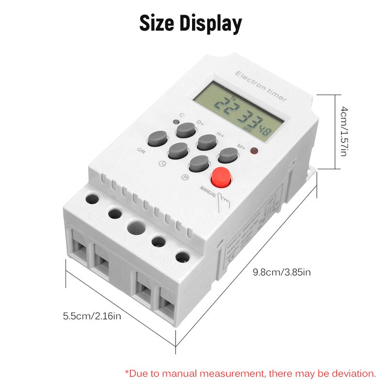 AC 220V 25A Din Programmable Electronic Digital Timer Switch White 15 x 7 x 12cm - Image 4