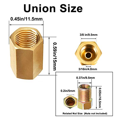 MuHize Brake Line Fitting Kit - 3/16" Tube SAE Braking Unions - 10PC Inverted Flare Assortment (3/8-24 UNF) for Ford GM Chrysler Dodge Car Truck - Image 3
