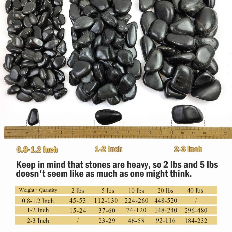 FANTIAN 5 lbs Polished Black River Rocks, 1-2 Inch Decorative Pebbles for Indoor Plants. Black Stones for Planters, Vase, Garden Landscape and Outdoor Decorative Stones - Image 3