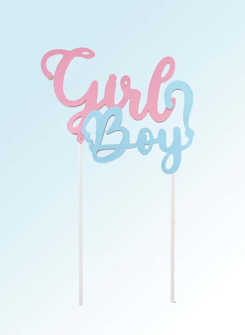 Gender reveal party decoration – cake topper in pink and blue colors for gender reveal celebrations. Made from high-quality, food-safe materials for cake decoration.  - Image 2