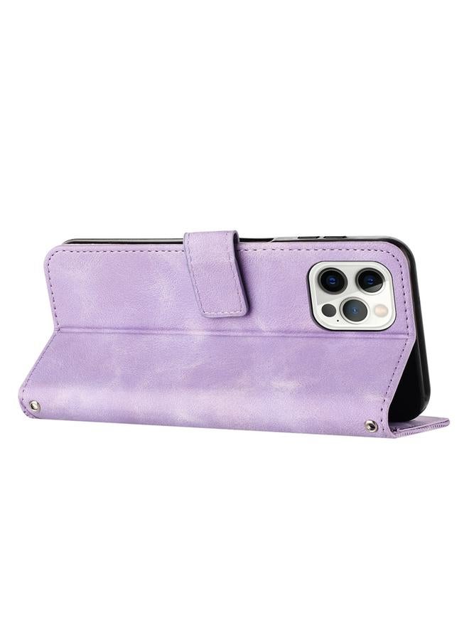 S-TOP Case For iPhone 12 / 12 Pro Dream Triangle Leather Phone Case with Lanyard - Image 4