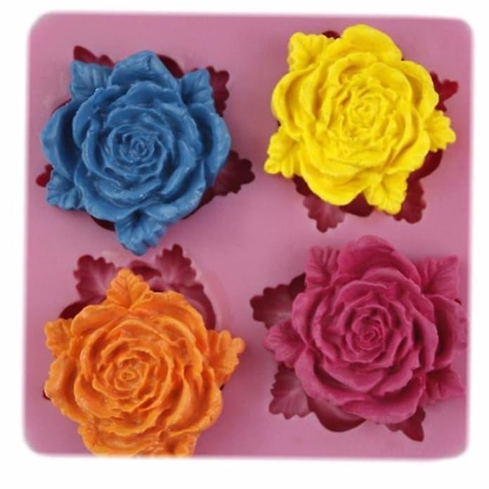 Skytail مجموعة سكاي تايل 2 من قوالب الشموع السيليكون على شكل زهور الفاوانيا الوردية لتزيين الكعك والشوكولاتة والحلويات وكعك الكب كيك والحلويات الهلامية ومكعبات الثلج وصابون الشمع وقنابل الاستحمام والحرف اليدوية من الزهور والقرنفل والمجوهرات. - Image 4