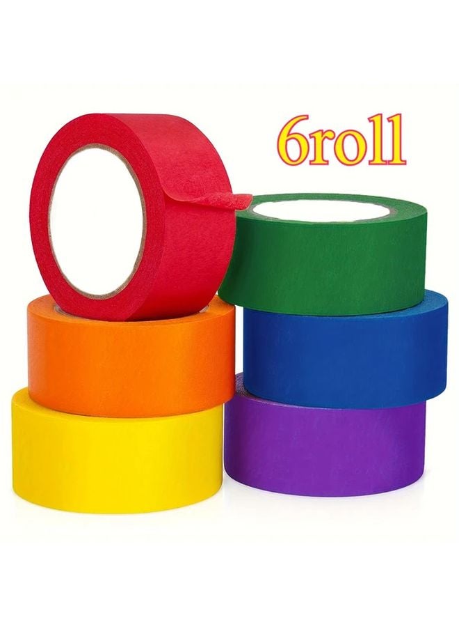 6 لفات شريط تمويه عشوائي الألوان للحرف اليدوية والملصقات ومشاريع DIY - Image 1