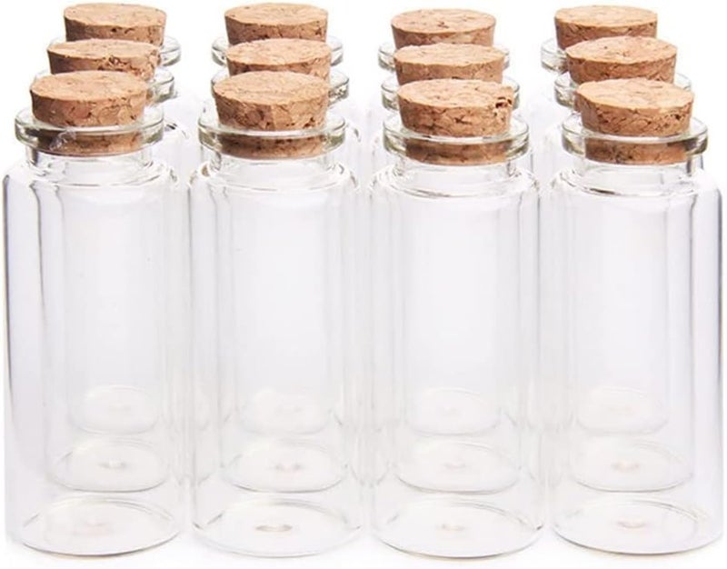 Danmu Personal & public compatible 70ml Small Glass Bottles, Mini Bottles, Jars with Wood Cork Stoppers, Wish Bottles, Message Bottles for Wedding Favors, Baby Shower Favors, DIY Craft 12 Pack 1.45" x 3.54" Globally popular universal design - Image 1