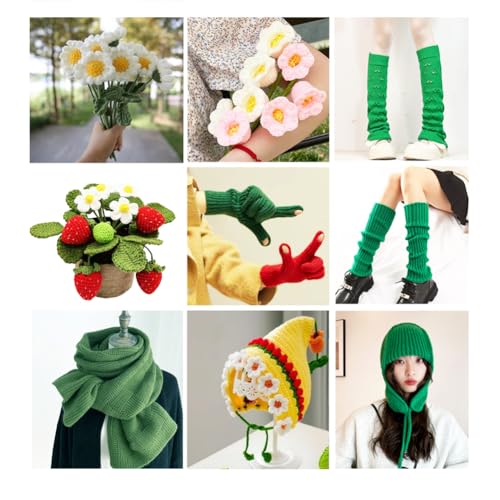 VANTOBEST 4 Rolls Cotton Blend Milk Yarn Fabric Wool Crochet Knitting Supplies Acrylic Crochet Yarn Soft Crochet Blend Milk Cotton Yarn Plain Knitting Wool for Handcrafts Jumpers Blankets Weaving(Green) - Image 5