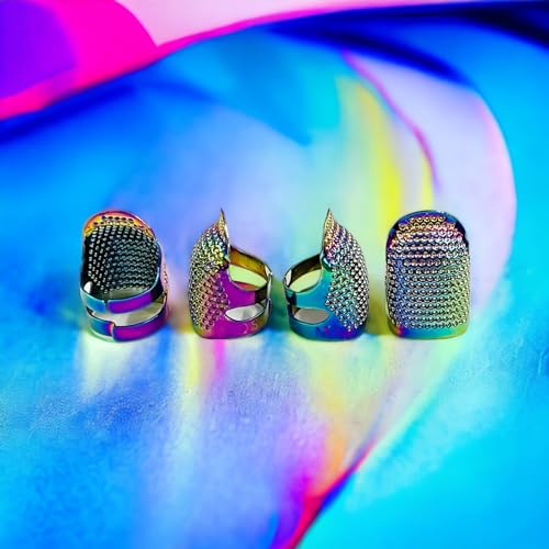 Moira Pack of 4 Adjustable Brass Finger Protector Thimble for Sewing Embroidery Needlework (Steel) - Image 3