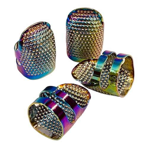 Moira Pack of 4 Adjustable Brass Finger Protector Thimble for Sewing Embroidery Needlework (Steel) - Image 1