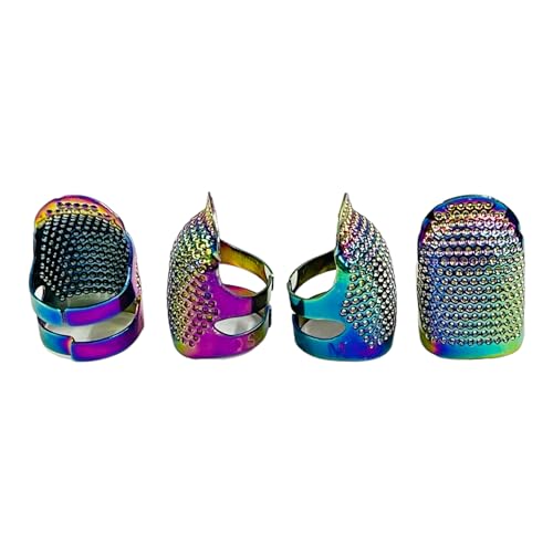 Moira Pack of 4 Adjustable Brass Finger Protector Thimble for Sewing Embroidery Needlework (Steel) - Image 5