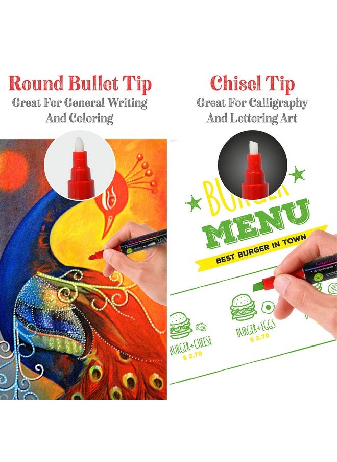 Positive Art Liquid Chalk Markers 30 Colors Window Markers Bright Colors Painting And Drawing For Kids And Adults Washable Window And Board Art For Bistros Bars Reversible Tip  - Image 3