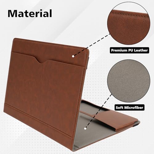 TT TYTX TYTX Compatible with MacBook Air Case 13.6 Inch, PU Leather MacBook Case fits for Model Release M5 A3449 M4 A3240 M3 A3113 M2 A2681 with Touch ID 2022-2026, with Pocket for Papers (Dark Brown) - Image 3