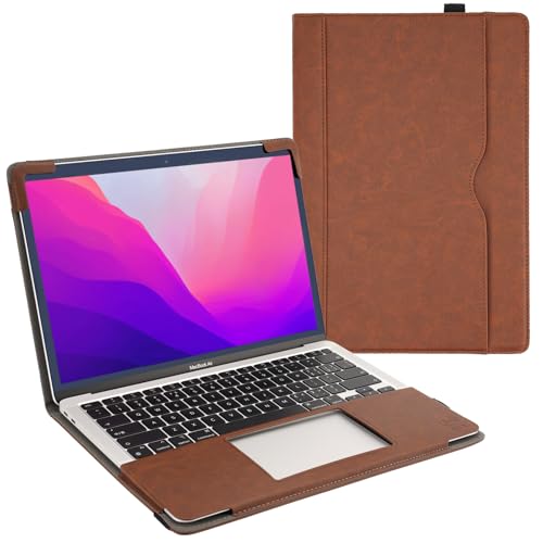 TT TYTX TYTX Compatible with MacBook Air Case 13.6 Inch, PU Leather MacBook Case fits for Model Release M5 A3449 M4 A3240 M3 A3113 M2 A2681 with Touch ID 2022-2026, with Pocket for Papers (Dark Brown) - Image 1