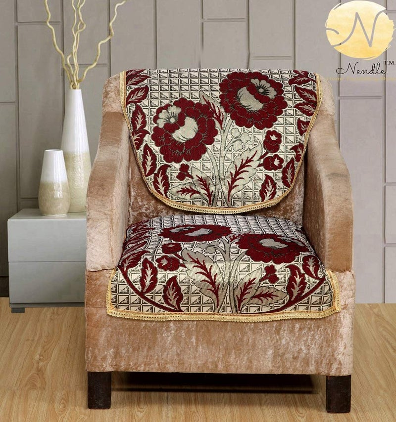 Nendle Cotton Flowered Sofa Cover Set of 3+1+1 - Image 3
