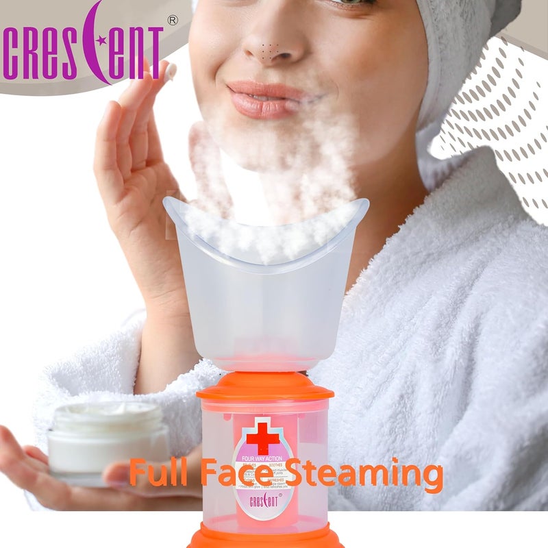 Crescent 3 IN 1 Facial Steamer Vaporizer for Cold and Cough and Facial for Face| Made in India| 3 Attachment| Orange - Image 5