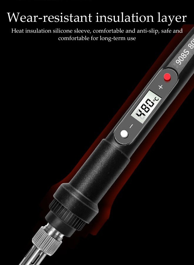 DUNISO Electric Soldering Iron - 80W - Fast Heating Ceramic Thermostatic Welding Iron with LCD Display, and BS Plug - Perfect for Electronics Repair,Welding Circuit Board, DIY, and PCB Work - Image 5