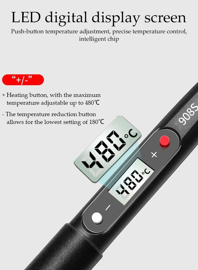 DUNISO Electric Soldering Iron - 80W - Fast Heating Ceramic Thermostatic Welding Iron with LCD Display, and BS Plug - Perfect for Electronics Repair,Welding Circuit Board, DIY, and PCB Work - Image 4