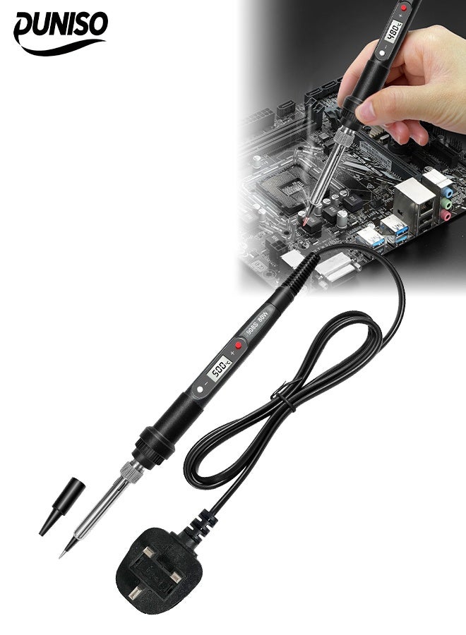DUNISO Electric Soldering Iron - 80W - Fast Heating Ceramic Thermostatic Welding Iron with LCD Display, and BS Plug - Perfect for Electronics Repair,Welding Circuit Board, DIY, and PCB Work - Image 1
