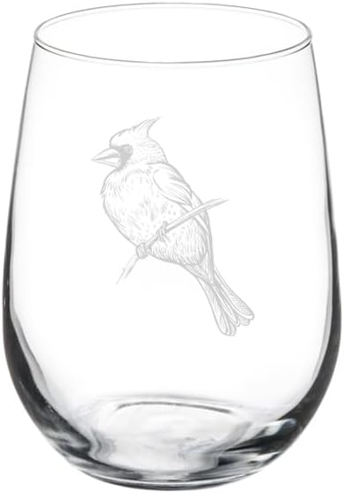 MIP Wine Glass Goblet Gift Cardinal Bird 17 oz Stemless