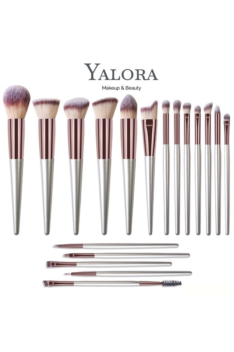 Yalora Makeup Brush Set 18 Pcs Premium Synthetic Foundation Powder Concealers Eye shadows Blush Makeup Brushes with black case - Image 1