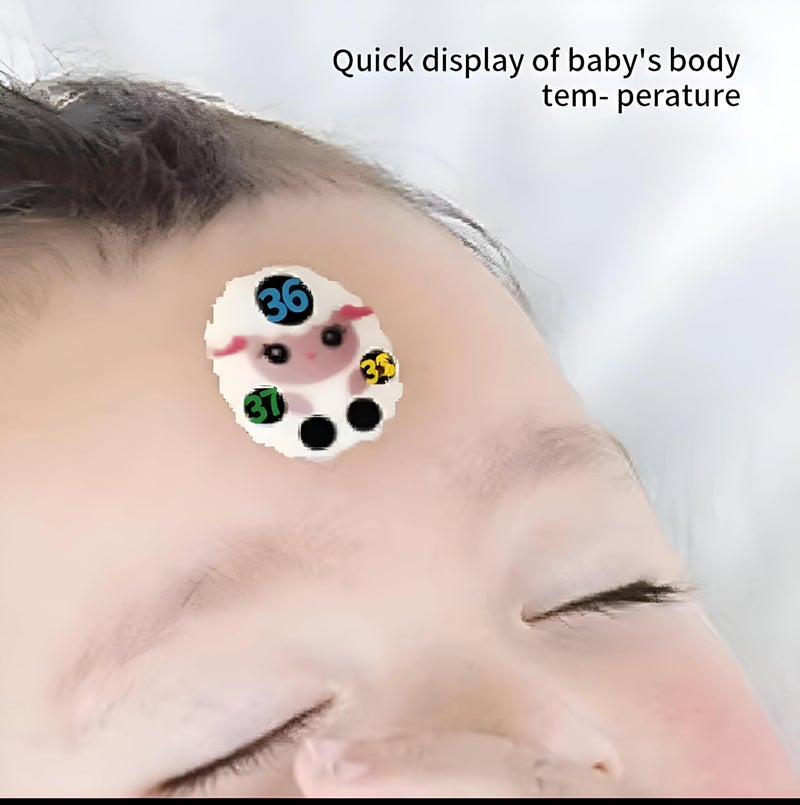 Baby Temperature Monitor Stickers - Cute panda design reusable fever patches for forehead, chemical-free, 5-pack for safe infant health tracking without batteries. - Image 5