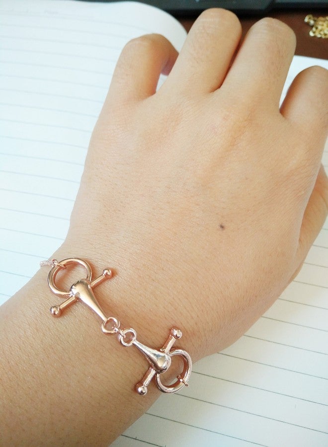 MANZHEN 3 Tone Snaffle Bit Adjust Bracelet for for Horse Lover Equestrian Jewelry (gold) - Image 2