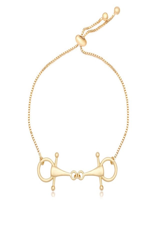 MANZHEN 3 Tone Snaffle Bit Adjust Bracelet for for Horse Lover Equestrian Jewelry (gold) - Image 1