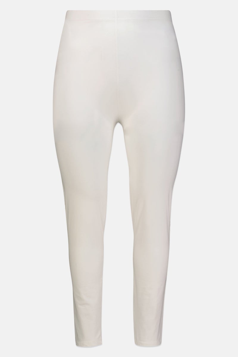 FOREVER 21 Women Solid 7/8 Length Leggings, White - Image 3