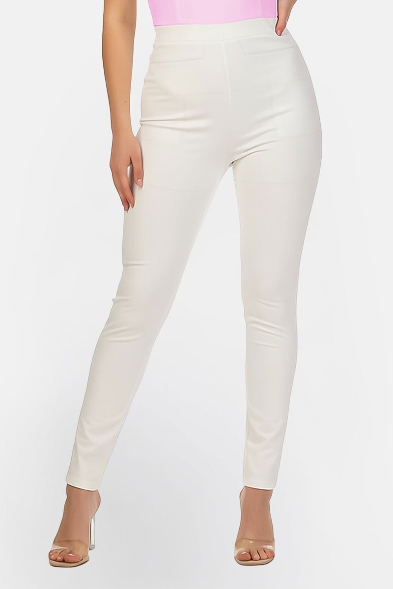 FOREVER 21 Women Solid 7/8 Length Leggings, White - Image 1