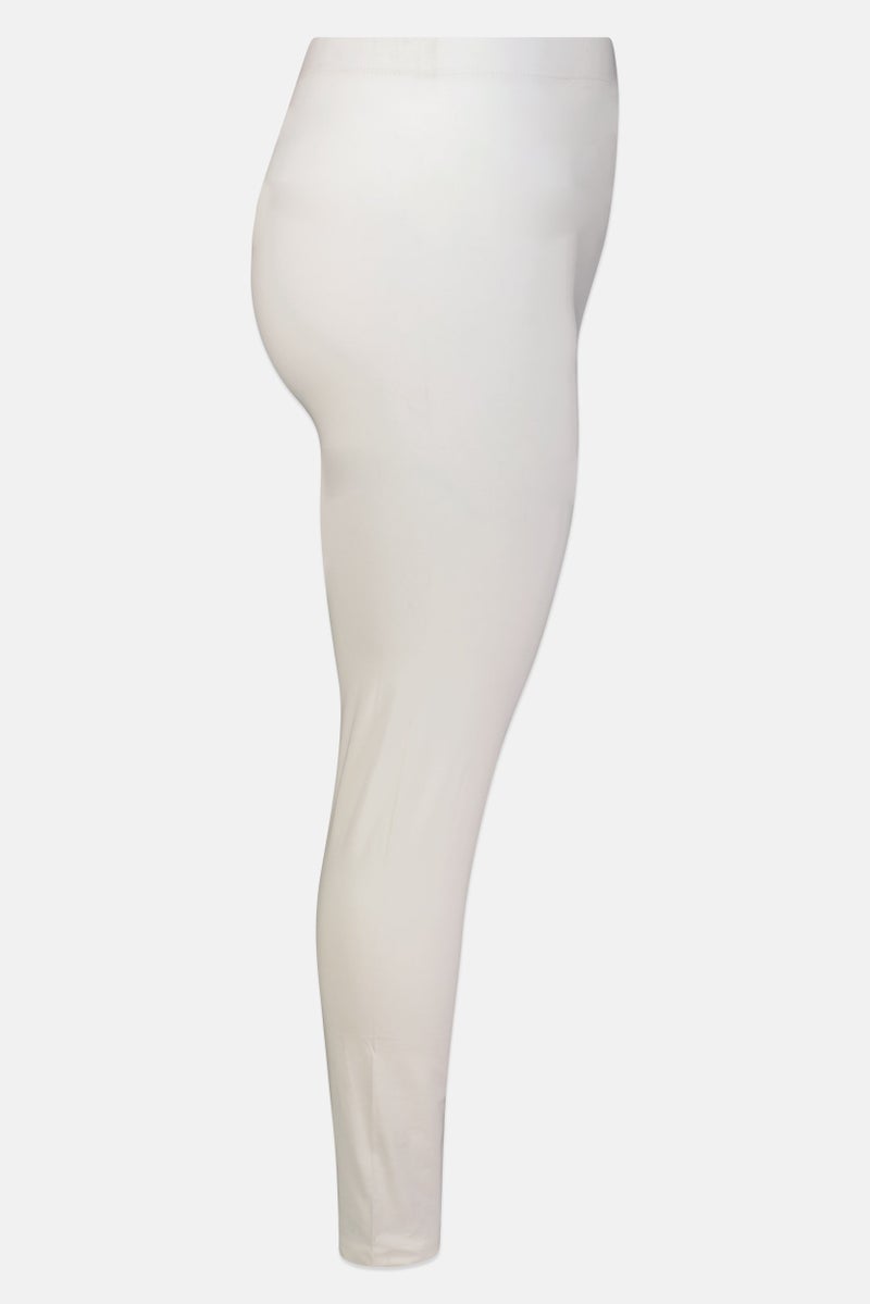 FOREVER 21 Women Solid 7/8 Length Leggings, White - Image 2