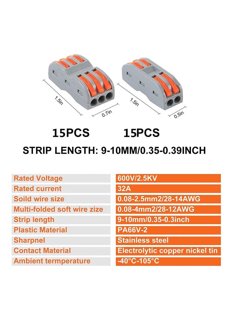 30-Piece Splicing Wire Connectors Assortment Pack with  2 and 3 Circuit Inline Splices, 28-12 AWG  - Image 2