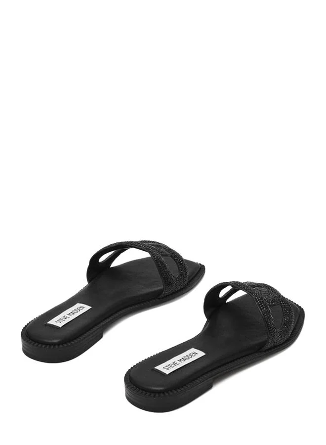 Steve Madden Stash-R Black Women's Flat-Evening Sandals