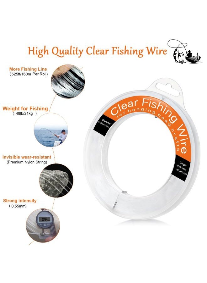 WUINOID Clear Fishing Line Wire 525 ft, Invisible Fishing Wire Nylon String for Hanging Balloons Crafts Picture Decorations, Clear String for Bracelets Necklaces, Jewelry Making Beading Threads Cords WUINDID - Image 2