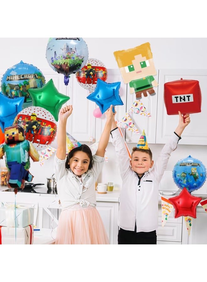 Minecraft Foil Balloon Set – 15pcs Pixel Game Party Decorations with Block & Creeper Character Balloons for Birthday Party Supplies Kids Minecraft Celebration Decor - Image 5