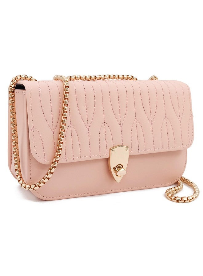 Port&lotus Womens Satchel Handbags Anti-Theft Cute Quilted Bag Pink Pu Leather Purses For Women Western Fashion Clutch Purses For Women With Gold Chain Purse Strap  - Image 1