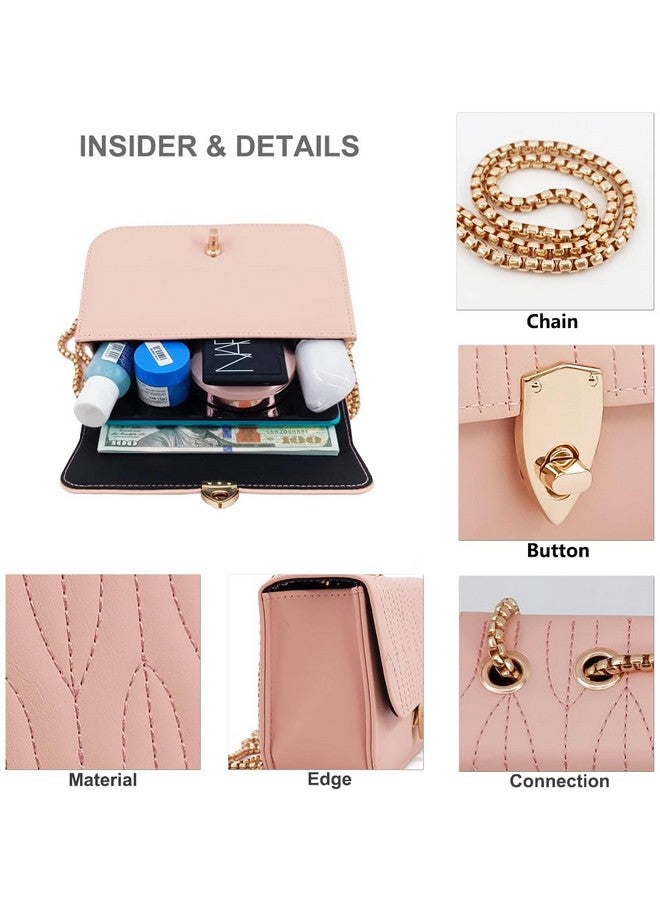 Port&lotus Womens Satchel Handbags Anti-Theft Cute Quilted Bag Pink Pu Leather Purses For Women Western Fashion Clutch Purses For Women With Gold Chain Purse Strap  - Image 5