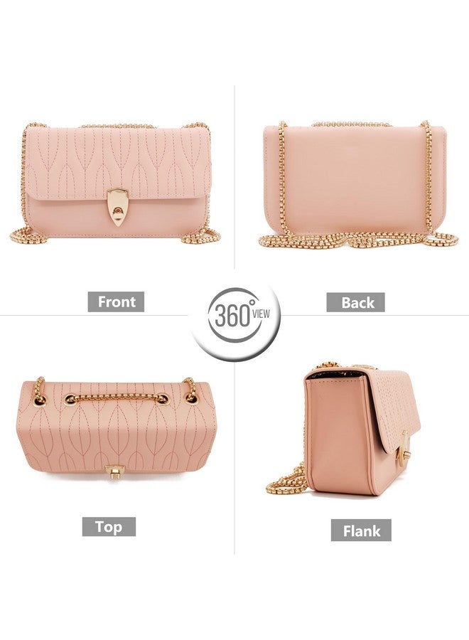 Port&lotus Womens Satchel Handbags Anti-Theft Cute Quilted Bag Pink Pu Leather Purses For Women Western Fashion Clutch Purses For Women With Gold Chain Purse Strap  - Image 2