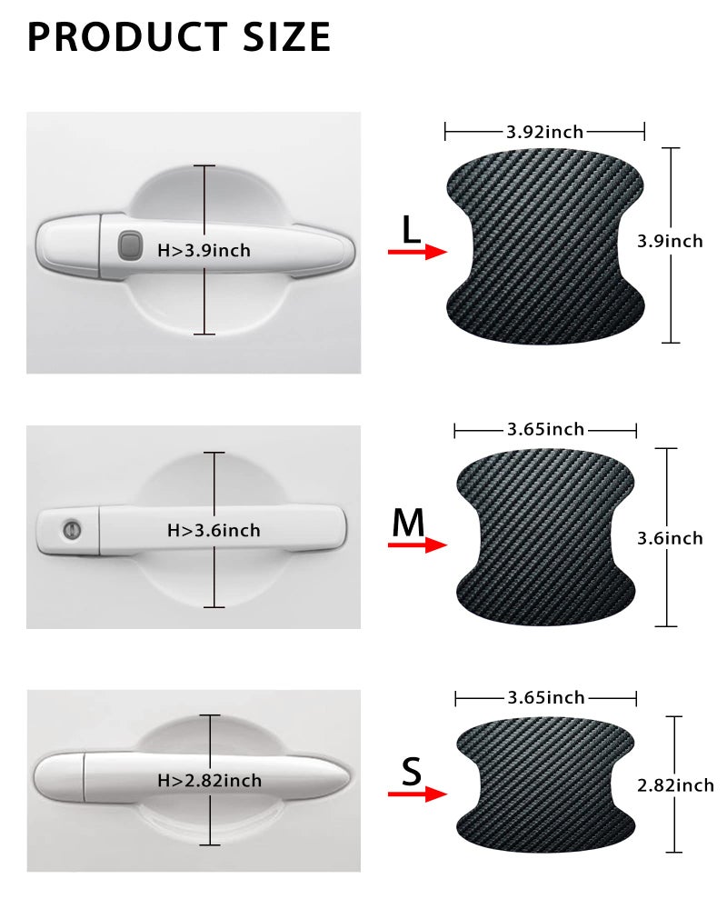 Buylogy® (Medium) 4PCS Car Door Handle Scratch Protectors, Carbon Fiber Paint Scratch Protector Sticker Auto Door Paint Guard Car Door Cup Scratch Protection Films - Image 3