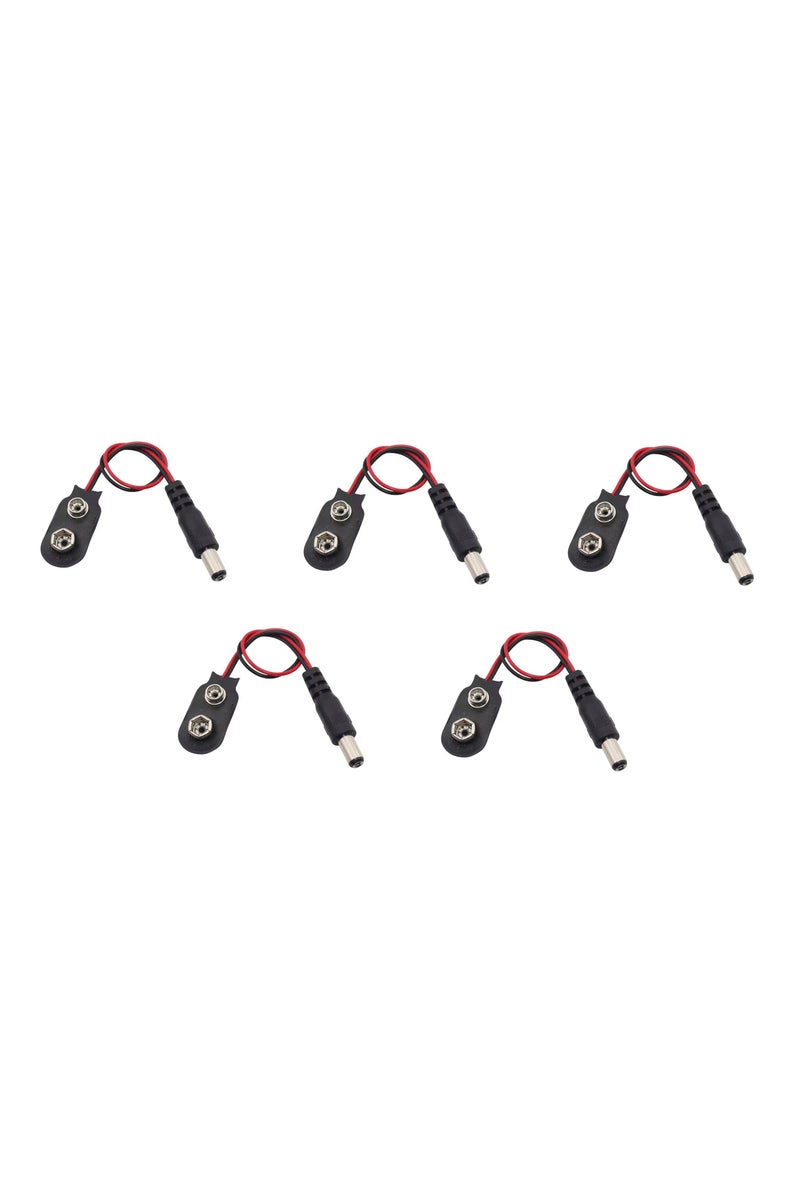 5-Pieces 9V Battery Clip with DC Jack - 9VDC Battery Connector  - Image 1