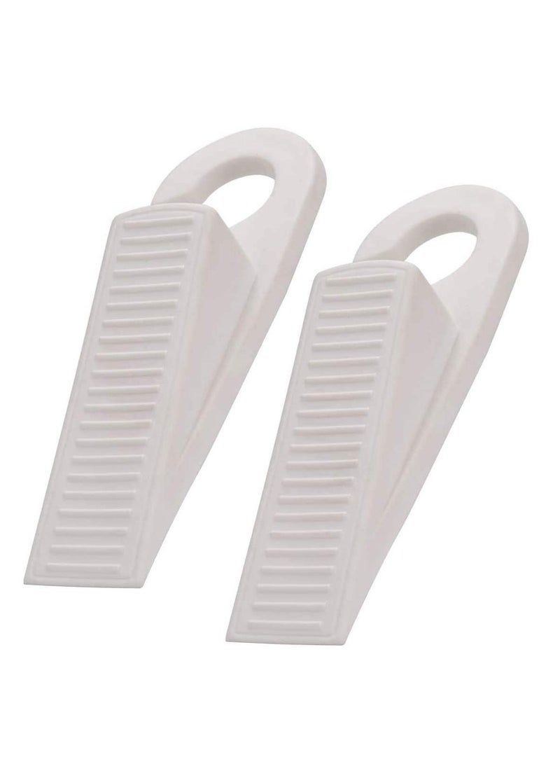 Zikra Door Stopper, Rubber Hook Type Door Stopper, Door Stop Works on All Floor Surfaces, Control The Size of The Door Gaps and Prevent The Lock-Outs,1 Inch Thick, 2 Pack (White) - Image 1