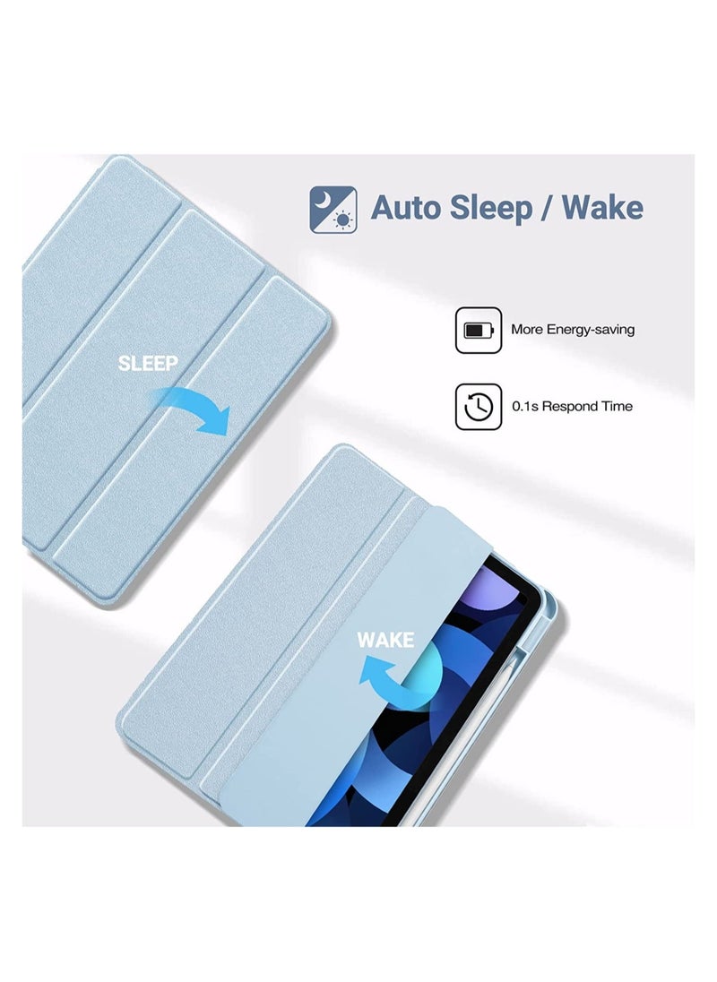 vesus iPad Air 5/4 10.9 Inch Case 2022 2020 with Pencil Holder, Trifold Lightweight Hard Shell Slim Smart Cover for 10.9" iPad Air 5th 4th Generation -SkyBlue - Image 3