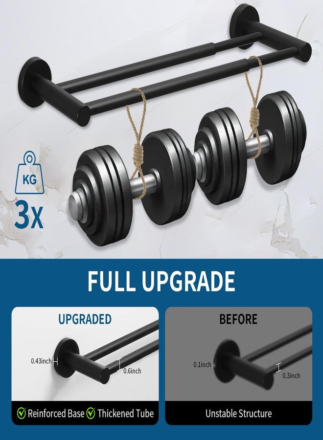 RUMOSE Adjustable Double Bath Towel Bar 15 to 27 Inch Matte Black Retractable Tower Holder Hanger Stainless Steel Expandable Dual Bathroom Tower Racks Bathroom Accessories, Wall Mounted - Image 5