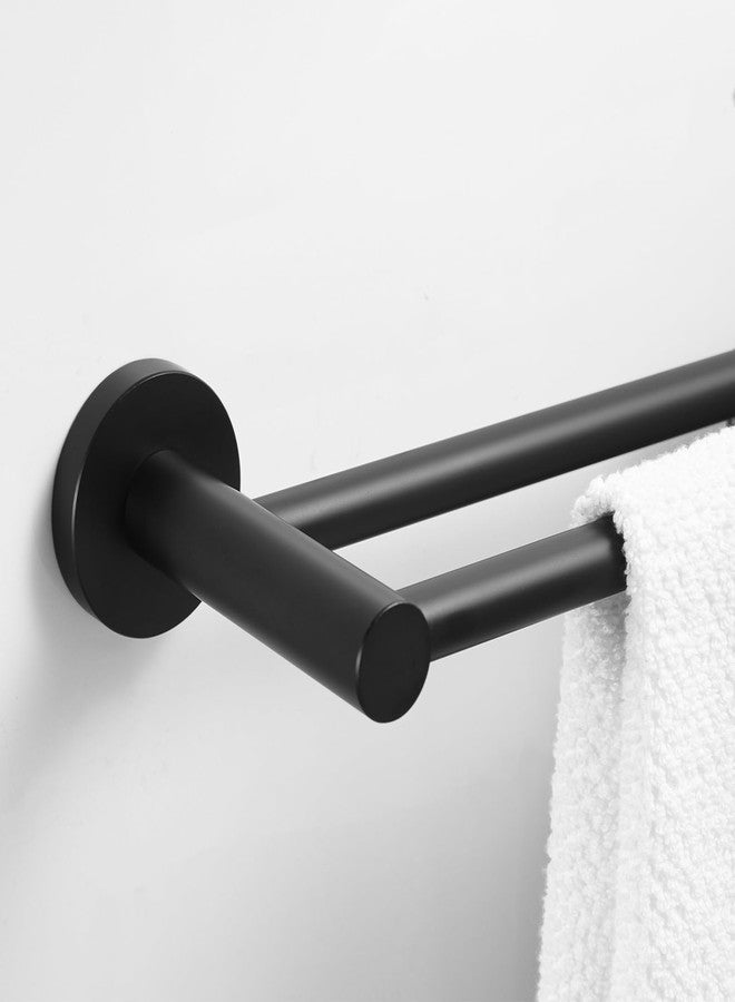RUMOSE Adjustable Double Bath Towel Bar 15 to 27 Inch Matte Black Retractable Tower Holder Hanger Stainless Steel Expandable Dual Bathroom Tower Racks Bathroom Accessories, Wall Mounted - Image 2