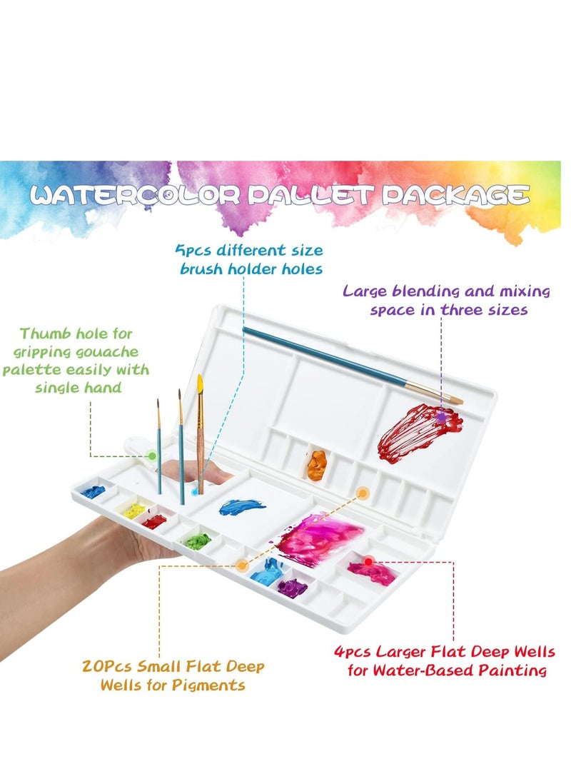 أوزيغالور لوحة زينة مائية كبيرة مع 24 حفرة و5 منطقة للمزج، لوحة زينة بثقب للإبهام - Image 2