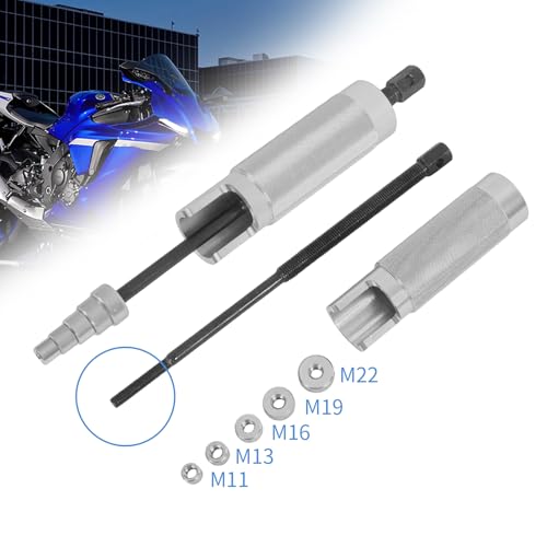 MOTO4U Piston Pin Puller Plungers Remover Tool Heavy Duty Wrist Pin PullerShort Skirt Piston Tool with 5 Adapters Piston Bolts 11mm 13mm 16mm 19mm 22mm for Small Engine Repairs in Sliver - Image 3