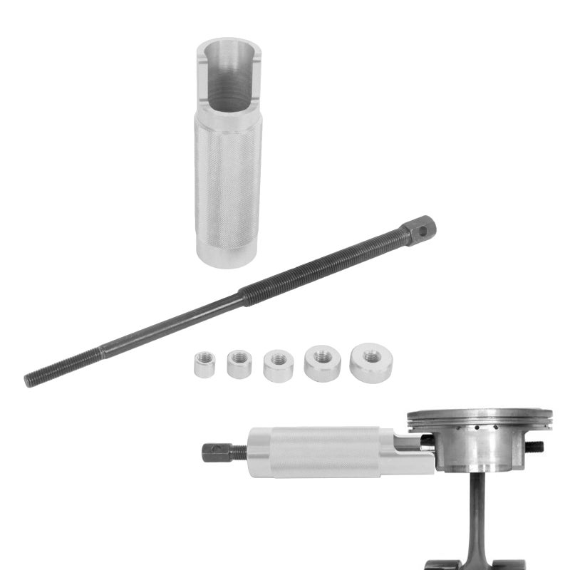 MOTO4U Piston Pin Puller Plungers Remover Tool Heavy Duty Wrist Pin PullerShort Skirt Piston Tool with 5 Adapters Piston Bolts 11mm 13mm 16mm 19mm 22mm for Small Engine Repairs in Sliver - Image 2