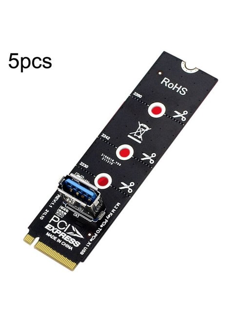 5pcs NGFF M.2 Rotor PCI-E Channel USB3.0 Transfer Card Graphics Extension Transfer(Black)