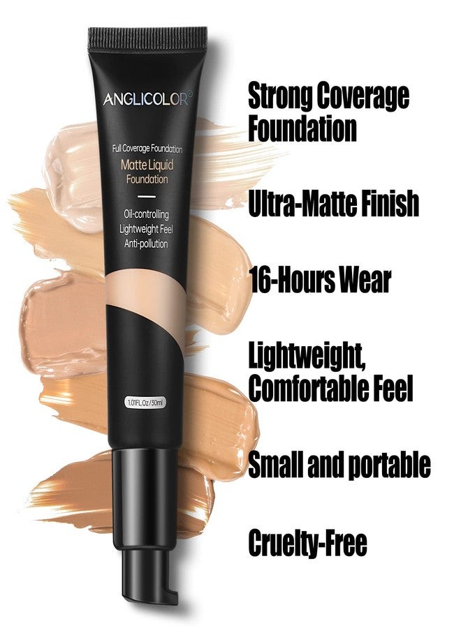 Anglicolor Matte Oil Control Concealer Foundation 2PCS, Flawless Soft Long Lasting Foundation Makeup,Waterproof Full Coverage Face Makeup Strong Concealer Foundation for Oily Acne Skin (2PC 104, 60ml) - Image 3